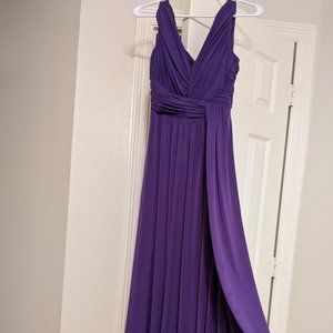Flowy Purple V-neck Prom/Bridesmaid Dress
